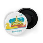 Dhcrafts White Metal Myanmar Printed Fridge Magnet, 5.8 Cm