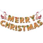 Festiko Merry Christmas Banner (Design 1), Xmas Party Decorations for Home Wall Fireplace Party Supplies