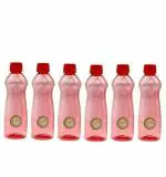 Harsh Pet BPA Free Plastic Red Water Bottle - 500 ml (set of 6)