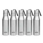 Milton Silver Stainless Steel Water Bottle, 1000 Ml Each (Set Of 5)