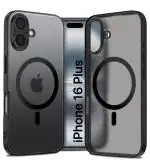 Golden Sand [Magsafe Compatible] ShockProof Sleek Hybrid Armor Back Cover Case for Apple iPhone 16 Plus (Semi Transprent Frosted PC + Black TPU Bumper)
