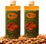 Aigiri Natural's Wood Cold Pressed Groundnut Oil (1L-Pack of 2) | Peanut Oil | Shingdana Oil | Virgin | Kacchi Ghani/Chekku/Kolhu | Chemical Free, Transfat Free, Cholesterol Free