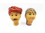 CraftVatika Handmade Rajasthani Marwari Face Puppet Pair Kaka Kaki Couple Figurine (5 Inch Height)