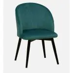 The Furniture Studio Upholstered Dining Chair With Black Powder Coated Metal Base And Ocean Blue Fabric For Home Office (22.5x22x33.5)Inches