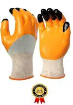 VEZUAL Hand gloves |Safety Hand Gloves for General Construction| Washable | Nitrile Coated Work Safety | Hand Gloves for Gardening Industrial Agricultural Cleaning for Men & Women Free Size (1 Pair)