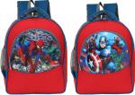 Alico Polyester Waterproof Avengers & Spiderman For Nursery School Bag Red (Pack Of 2)