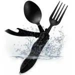 Hasthip Black Fork Spoon Camping Cutlery Spoon, Fork, Knife And Bottle Opener Combo Set For Picnic Hiking Trekking