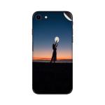 GADGETSWRAP Printed Vinyl Skin Sticker for Apple iPhone SE (2020) - woman holding a moon