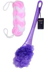 Lonekart Handle Loofah & Bath Belt For Bathing Pink (Pack of 2)