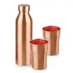 Cello Cop- Pura Moksha Copper Bottle Gift Set with Glasses, Copper