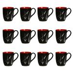 Caffeine Black, Red Ceramic Coffee Mug (Pack Of 12)