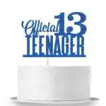 Festiko Blue Glitter Happy 13Th Birthday Cake Topper, Teens Birthday Boys Girls 13Th Birthday Cake Topper, Teenager Birthday Cheers 13 Fabulous Party Cake Decoration Supplies