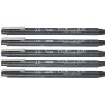 Pentel Pointliner Drawing Pen | Durable Tip & Acid Free Ink | Water And Fade Resistant Pigment Ink | Black (5, 0.05)