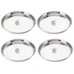 Stainless Steel Thali Set of 4-Plate for Lunch/Dinner heavy Weight Quality Round Plates