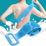 LHG Silicone Body Back Scrubber Double Side Bathing Brush for Skin Deep Cleaning Massage, Dead Skin Removal Exfoliating Belt for Shower, Easy to Clean