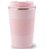 YELONA Baby Pink 510 ML Insulated Stainless Steel Coffee Tea Tumbler for Hot Cold Beverages Portable Travel Mug Leak Proof Sipper Lock Lid Thermos Multipurpose for Home Office Gifts
