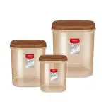 Milton Quadra Brown Plastic Storage Containers (2 L,3 L and 4 L) pack of 3