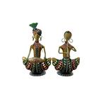 Takshvi Arts - Metal Rajasthani Couple T Light | Candle Holder | Home Decoration | Gifts | Home Decor | Office Table Top | Bedroom | House Warming Gifts (Golden)