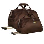 Skyline Brown Polyester Men and Women 20-24 Inch Waterproof Travel Duffle Trolley Bag with 2 Wheels (Pack of 2)
