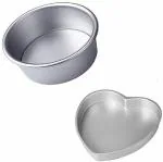Shopimoz Heart Oven/Cooker Safe Aluminum Heart & Round Shape Cake Mould - Set of 2