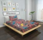 Filymore Dinosaur bedsheet for Kids Single Cartoon Bed Sheets for Kids Superhero bedsheet Made with Pure Microfiber(Size 60 X 90 Inches) 1 Bedsheet 1 Pillow Cover (Color-Brown)