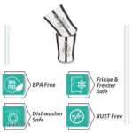 LIMETRO STEEL (Pack of 6) Stainless Steel Laser Print Serving Glasses, Unbreakable Water Drinking Glasses Set(G3-6) Glass Set (350 ml, Steel)