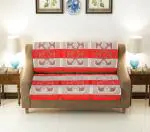 SSDN Poly cotton Net Fabric 3 Seater Sofa Cover Set (RED)