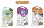 GO WOO GIANT JUNGLE SAFARI , GIANT AT THE MALL and GIANT DINOSAUR COLOURING POSTER