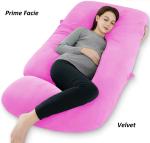 Prime Facie J Shape Conjugate Hollow Pink Microfibre Pregnancy Pillow (147 cm x 86 cm)