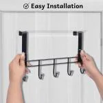 SaleOn 5-Hook Over Door Organizer in Glossy Black Finish - Drill-Free Hanging Solution for Bedroom, Bathroom & Kitchen Storage of Shirts, Belts, Hats, Coats, Towels, etc.