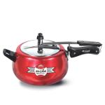 MR COOK Royal Kalash Induction Base Strong Anti-Bulge Base Hard Anodized Aluminium Pressure Cooker with Stainless Steel Inner Lid, 2 Litres (Red)