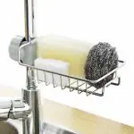KitchenFest Stainless Steel Kitchen Faucet Sponge Holder Faucet Storage Rack Hanging Rack - Silver