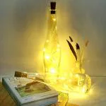 Kuber Industries Wine Bottle String Lights | 20 LED Bottle Cork Copper Wire String Lights | Wine Bottle Lights for Home Decoartion | Battery Powered | Pack of 2 | Warm White