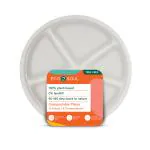 ECO SOUL (11 inch, 50 Pack, 4-Compartment) Disposable Bagasse Plates| Ecofriendly - Round