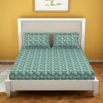 Welspun Dazzle Softtouch and Wrinklefree Sateen Microfiber Double Bedsheet with 2 Pillow Covers 220 X240 Cms |43 X68 Cms OrnatePrint | Amazonite