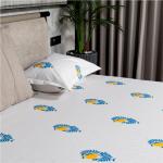 Urban Space Regal 100% Percale Cotton 200 TC Printed Bedsheet for Single Bed with 1 Pillow Cover (Size 58 x 90 inches, Ethnic Motif - Yellow)