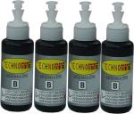 TRISAMA Epson T664 L100, L110, L130, L200, L210, L220, L360, L380, L385, L450 Black Dye Based Ink Cartridge Bottle (Pack of 4)