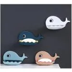 MAPPERZ Fish Shape Double Layers Plastic Adhesive Wall Mounted Bar Soap Dish Holder for Bathroom-2