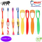 MAXI Oral Care Combo of 8-(4 Kids) Goldie Junior Toothbrush & (4 TC) 1 Number Tongue Cleaner