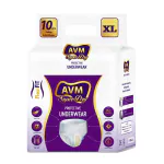 AVM Super Dry Protective Underwear - Extra Large Size - 10 Pieces Per Pack - Fits Waists 26