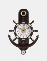 Zanibo Analog 35 cm X 26 cm Wall Clock (Brown, With Glass, Pendulum)