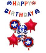 Toyxe Multicolor Paper, Aluminium Captain America Theme Birthday Banner, Foil Balloons