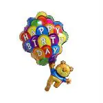 Hippity Hop Rubber Multicolor Happy Birthday Printed Teddy Surprise Foil Balloon