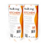 MasKing Orange Pattern Sheet Kitchen Tissue, Swipe, Towel Roll Multi-Purpose Dry Cleaning Roll Reusable Washable Easy to use Cleaning Tissue Household Sheet (50 Pulls Per Roll) Pack of 02