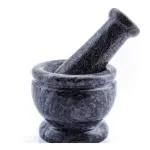 Granite Mortar and Pestle Set with Anti-Scratch Pad - Durable Grey Stone Spice Grinder for Efficient Grinding & Mixing, Ideal for Kitchen Herbs, Spices, Pestos & More - Traditional Khalbatta, Ural, Kharad Kutni