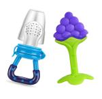 Itsyyboo Combo Baby Teething Toys,Fruit Shaped Silicone Baby Teethers,Infant Teethers Set, Food Feeder Fruit Pacifier Fresh Food Fruit Assorted Shipping (Pack of 2 Blue)