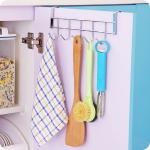 Desi Rang Over Door Steel Hanger with 5 Hooks Organizer for Kitchen Bathroom, Stainless Steel Hooks Organizer for Utensils, Towels, Bartan, Bags Accessories - space saving, No Drill, Rust Proof, Easy to install, Multipurpose