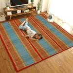 SUBHRA TEXTILE Natural Madurkathi Handcrafted Red Chatai Mat Large / Yoga Mat/ Prayer Mat/ Floor Mat for Home, Office, Boutiques, Shops |Sleeping Mat for Floor, 6.5 X 4.5 Feet