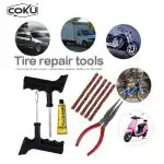 Coku Heavy Duty Nose Pliers, T-Handle Plugger, Rubber Solution, Seal Strip And T-Handle Probe Tubeless Tyre Repair Kit