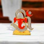 Adhvik Lord Om Ganesh | Ganpati | Vighanharta Idol (Prince St-389) Multicolor Metal God Stand Statue for Home/ Mandir/office Table Decor /Car Dashboard Murti Showpiece
